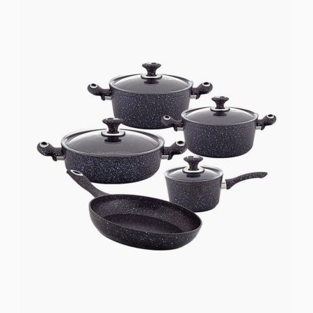 Hascevher Stoneco 9Pc Cookware Set (20-22Pot-26SP-26FP-14MP With L)
