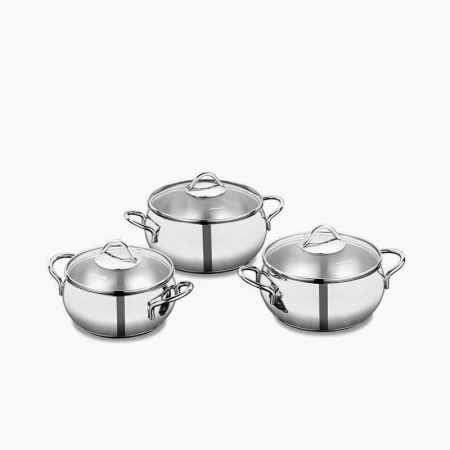Korkmaz 6Pc S/Steel  Tombik Jr. Cookware Set Glass Lid