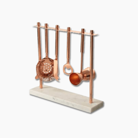 FNS Bar Tool Holder Set Copper With Marble Base 16x26