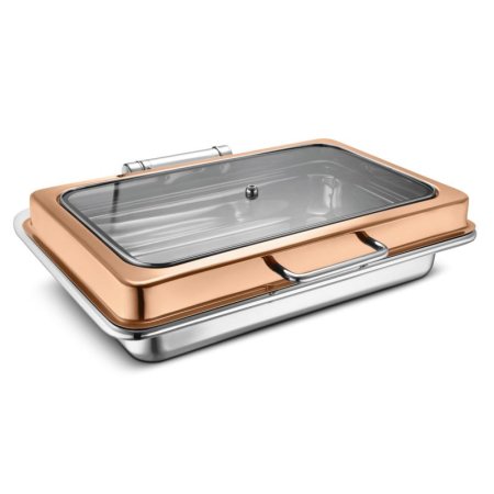 Fns Rectangular Full Glass Lid Induction Top 9 Ltr Rose Gold
