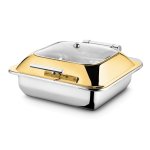 Fns Square Glass Lid Induction Top Gold Finish 6 Ltr