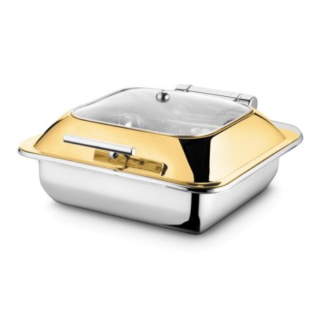 Fns Square Glass Lid Induction Top Gold Finish 6 Ltr