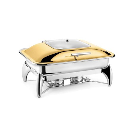 Fns Square Glass Lid With Chic Stand Gold Finish 6LTR